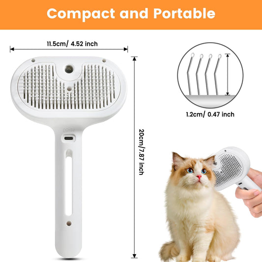 3 In 1 Cat Steam Brush, Pet Steam Brush , Hair Removal