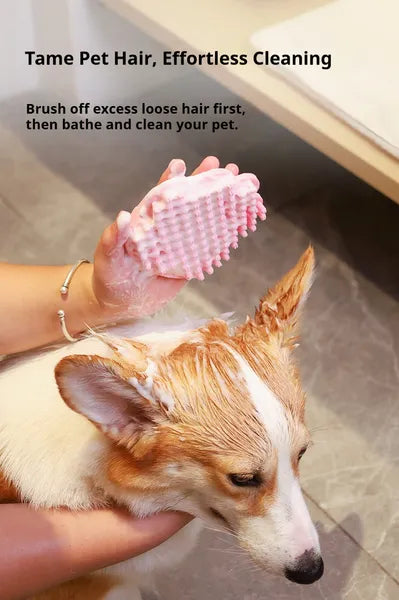 Pet Bath Comb Brush Soothing Massage Rubber