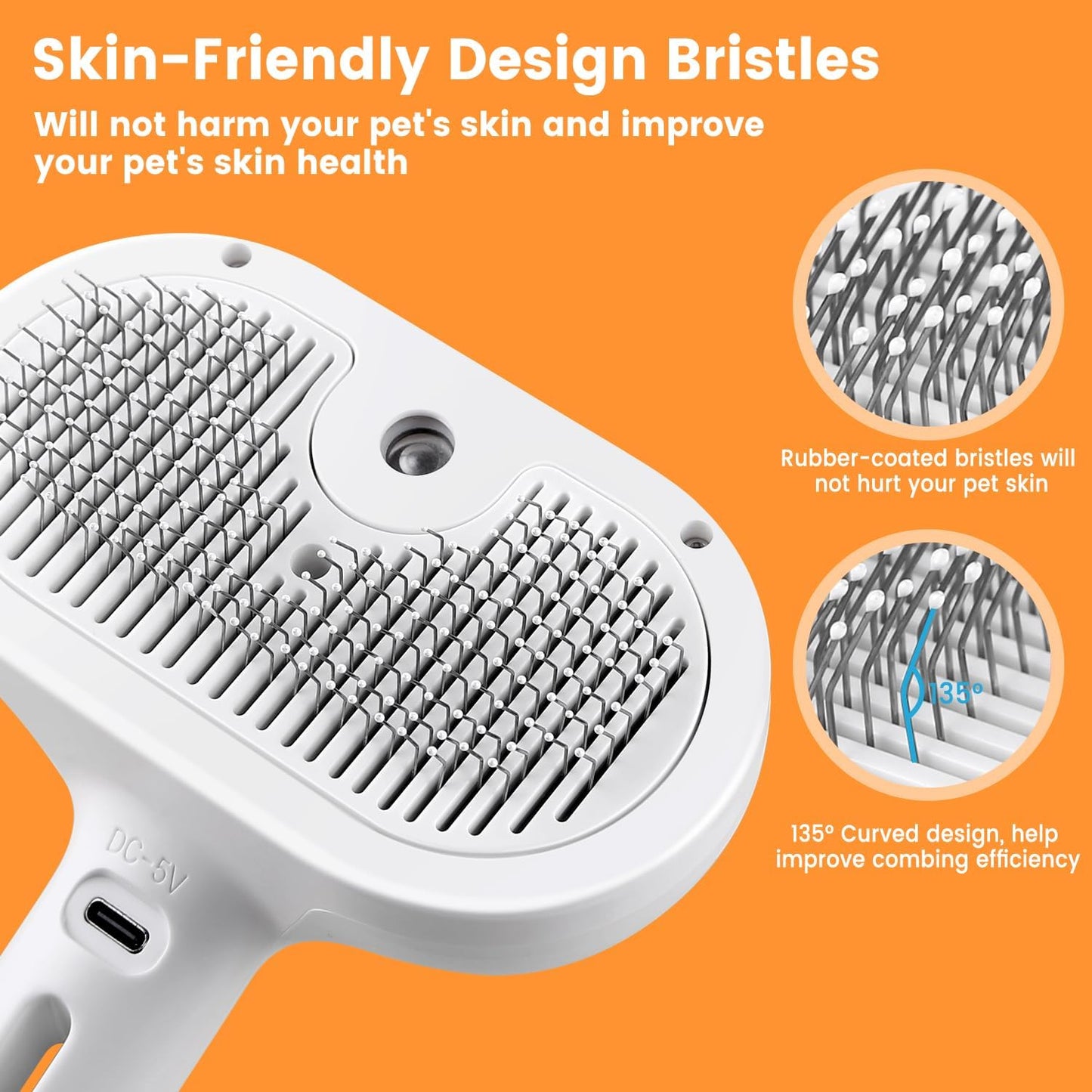 3 In 1 Cat Steam Brush, Pet Steam Brush , Hair Removal