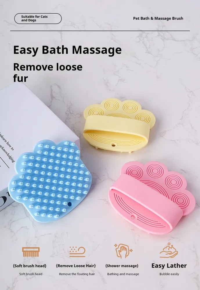 Pet Bath Comb Brush Soothing Massage Rubber