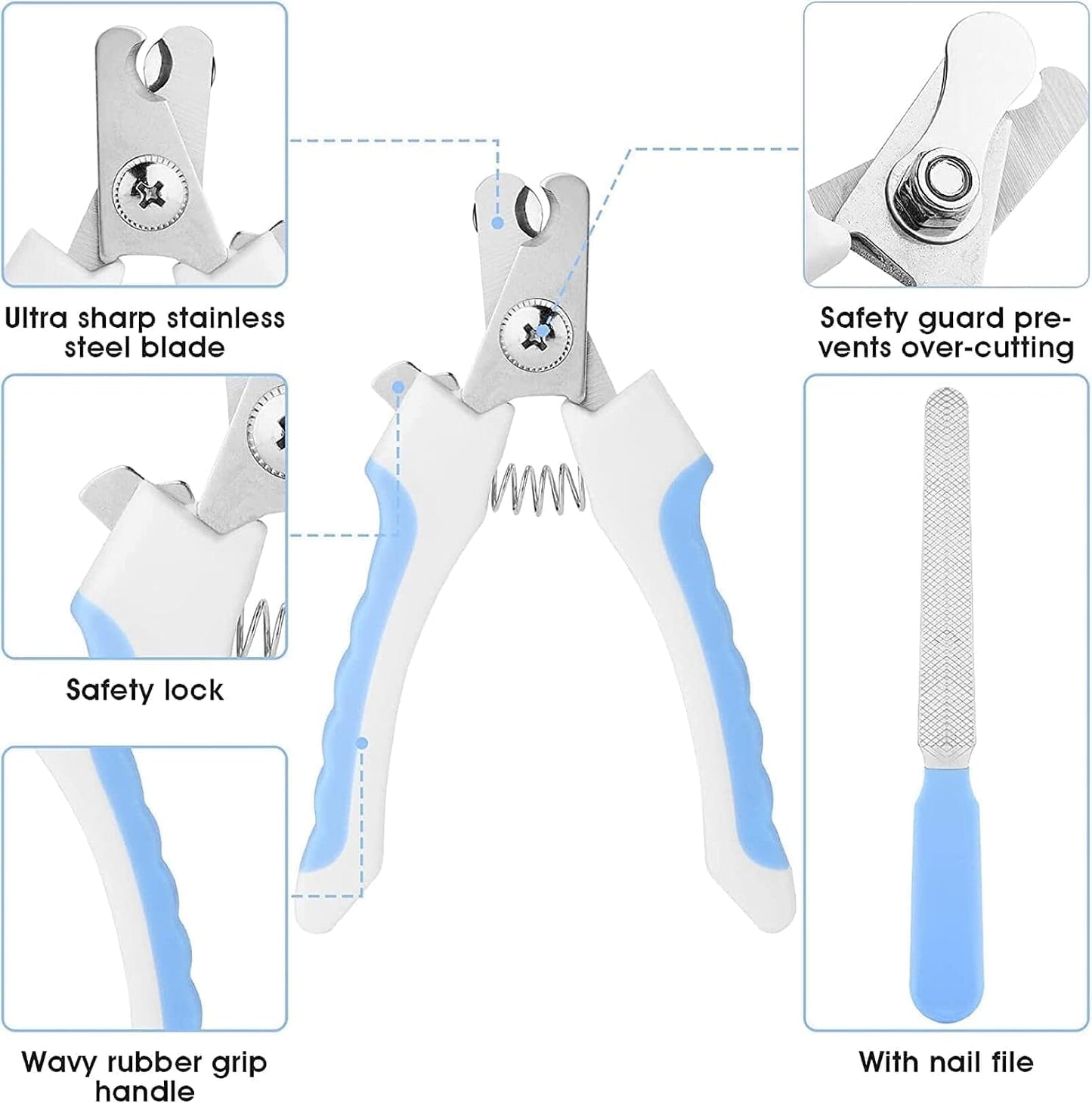 7pcs Pet Grooming Kit, Self-Cleaning Brush Shedding Kit With Nail Clipper