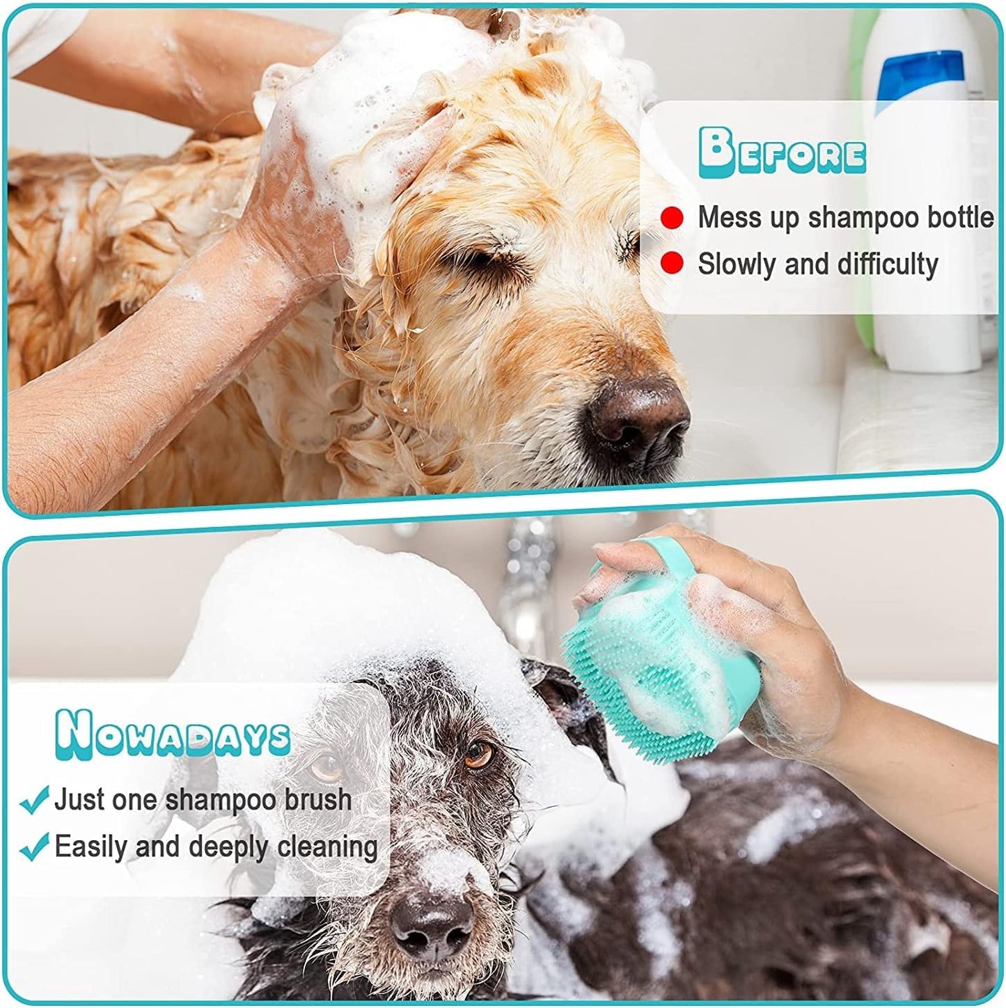 7pcs Pet Grooming Kit, Self-Cleaning Brush Shedding Kit With Nail Clipper
